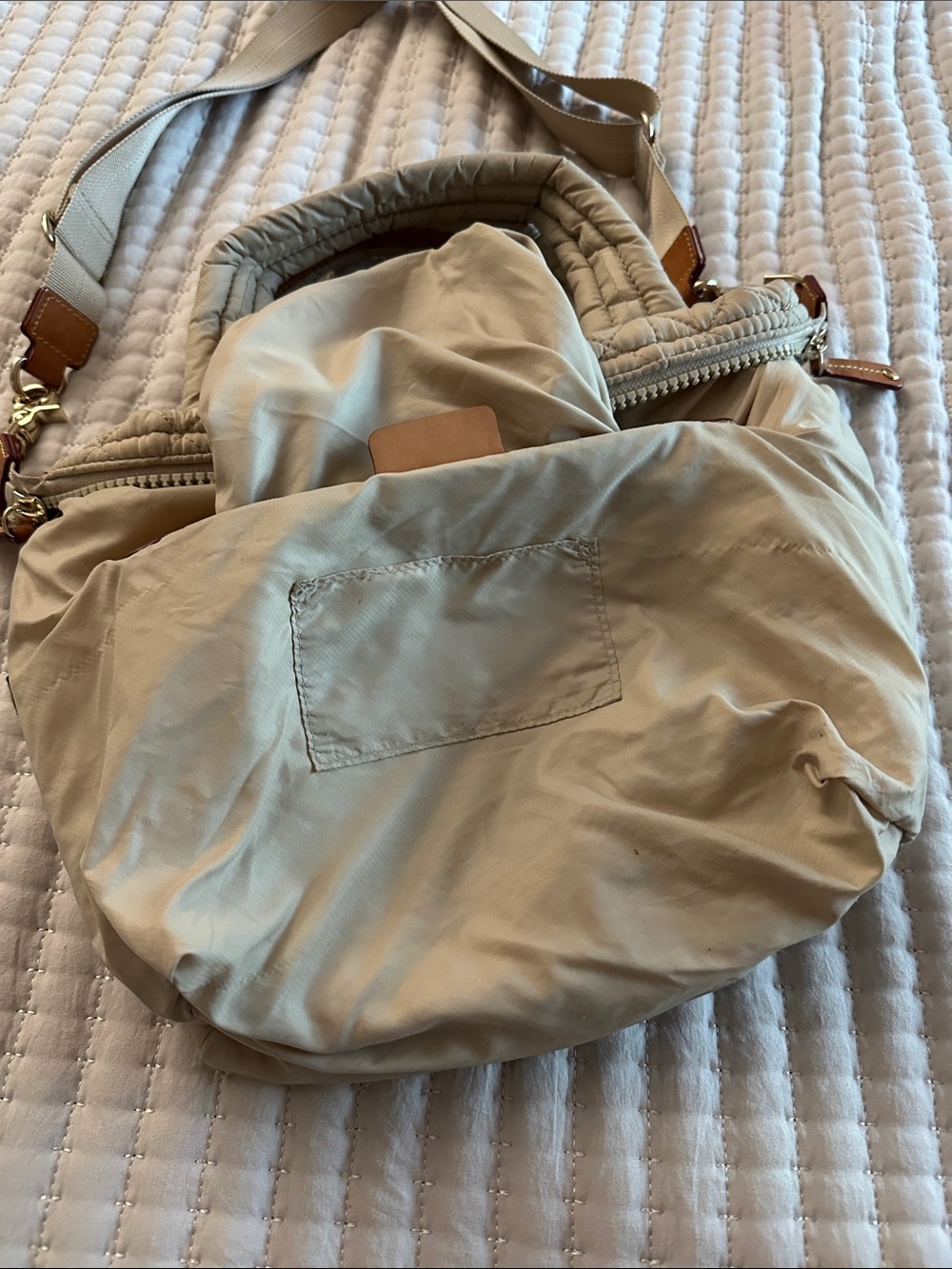 MZ WALLACE Two-Tone Quilted Tote in Cream and Tan Small - Picture 14 of 16